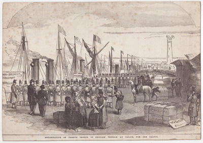Embarkation of French Troops in English Vessels, at Calais, for the Baltic